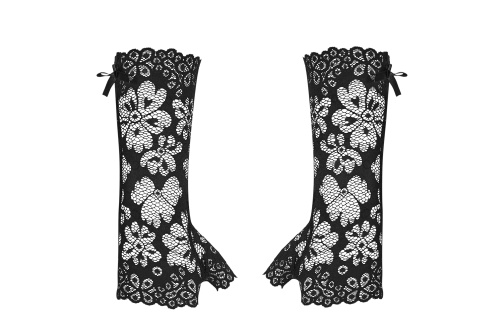 Кружевные черные перчатки фото 2