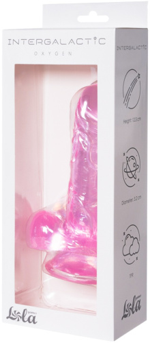 Прозрачный фаллоимитатор с мошонкой Intergalactic Oxygen Pink 18 см фото 5