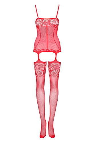 Сексуальный красный боди-комбинезон с нежными узорами S/L фото 3