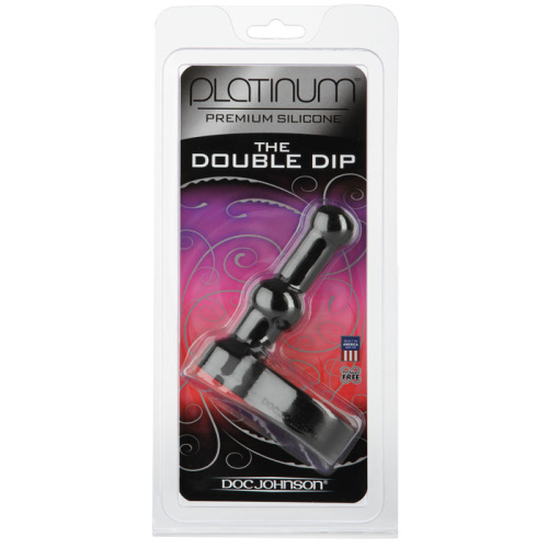 Силиконовый черный вагинальный/анальный плаг для двойного проникновения фото 2