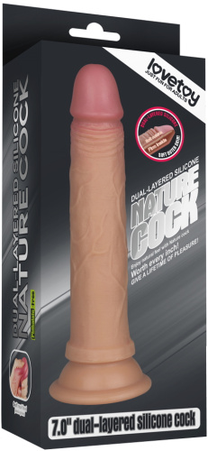 Фаллоимитатор на присоске телесный Dual-Layered Silicone Cock 19 см фото 2