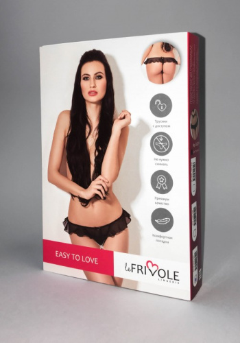 Утонченные черные трусики с доступом и нежной юбочкой M/L фото 3