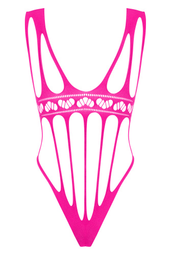 Смелое розовое боди-сетка с соблазнительными вырезами S/L фото 4