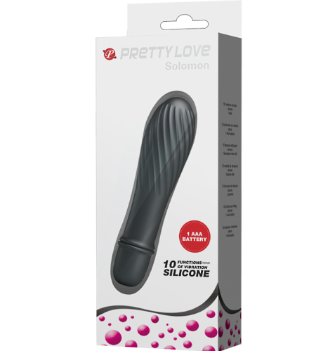 Классический мини вибратор с ребристой поверхностью Solomon черный фото 8