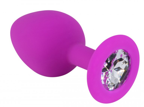 Фиолетовая силиконовая пробка с прозрачным кристаллом М