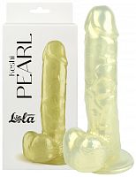 Перламутровый фаллос с мошонкой Keshi Pearl золотистый 19 см
