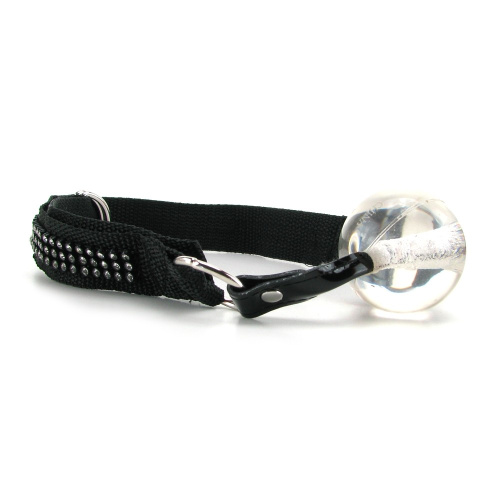 Прозрачный кляп на ремне со стразами Bound by Diamonds фото 2