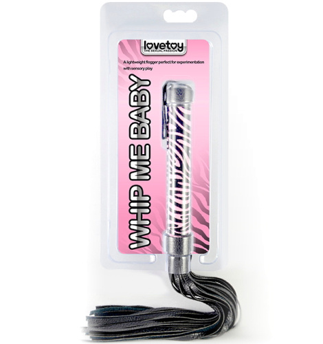 Мягкая розово-чёрная плеть БДСМ Whip Me Baby фото 2