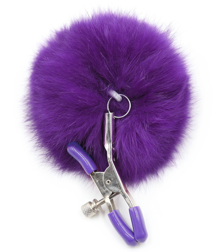 Зажимы на соски с фиолетовыми помпонами фото 3