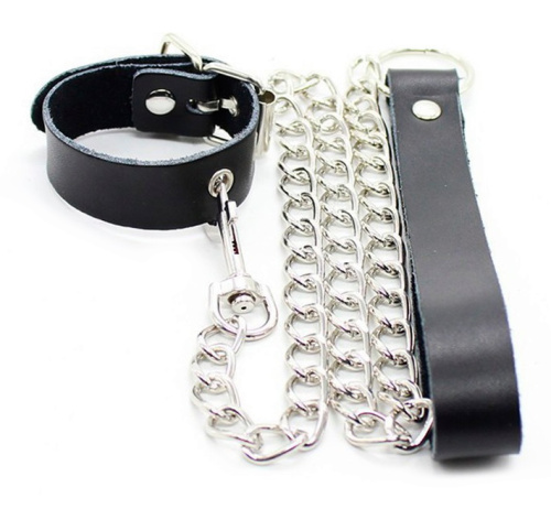Кожаный поводок на пенис