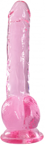 Прозрачный фаллос с мошонкой Intergalactic Luminous Pink 20 см фото 4