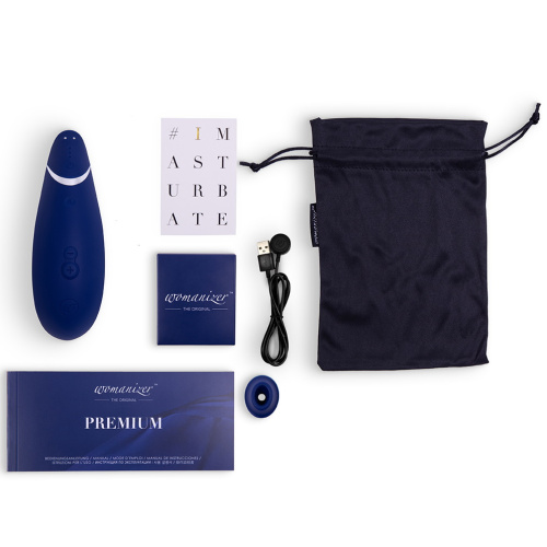 Бесконтактный вакуумно-волновой стимулятор клитора Womanizer Premium синий фото 5