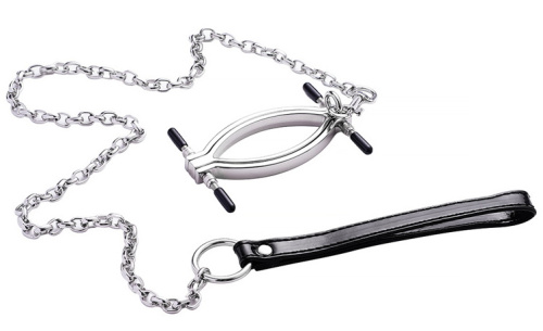 Металлический зажим с поводком для половых губ фото 6