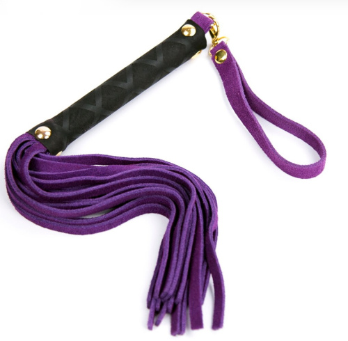 Компактная черно-фиолетовая плеть из замши 27 см фото 2