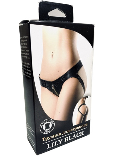 Черные трусики со штырьком для насадки Lily Black фото 4