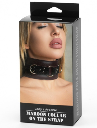 Ошейник из натуральной кожи бордо фото 4