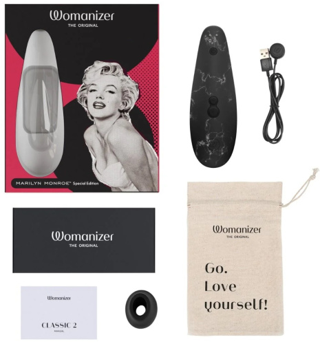 Бесконтактный стимулятор клитора Womanizer Marilyn Monroe Black Marble​ фото 10