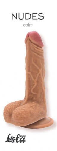 Фаллоимитатор с рельефным стволом и мошонкой Nudes Calm 18 см фото 2