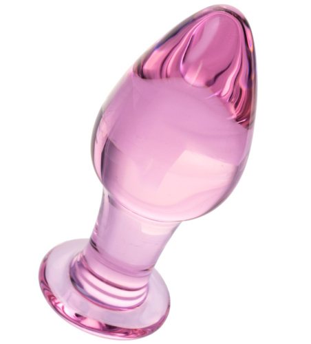 Стеклянная анальная втулка розовая 10 см фото 3