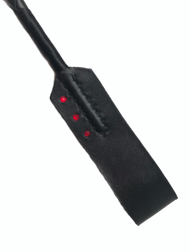 Черный кожаный стек со стразами 70 см Hand Made фото 2