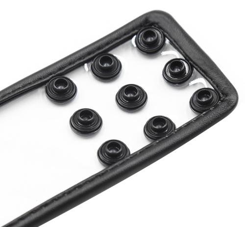 Прозрачный ошейник с заклепками на металлическом поводке фото 4