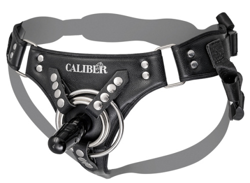 Трусики для страпона из экокожи RealStick Caliber черные фото 5