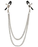 Зажимы для сосков с двойной серебристой цепочкой