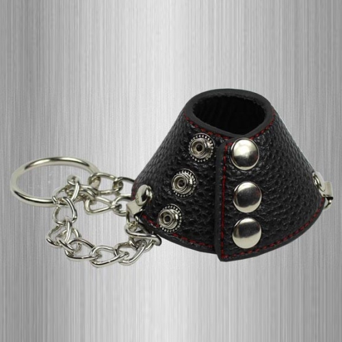Утяжка для мошонки из искусственной кожи с цепочками фото 4