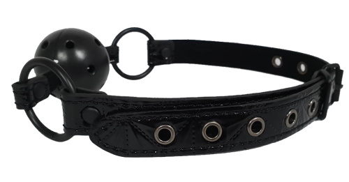 Кляп-шар на дизайнерском черном ремне фото 3