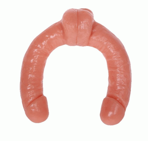 Двухголовый фаллоимитатор с двойной мошонкой фото 2