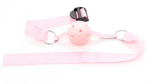 Розовый кляп-шар с нейлоновым ремешком фото 3