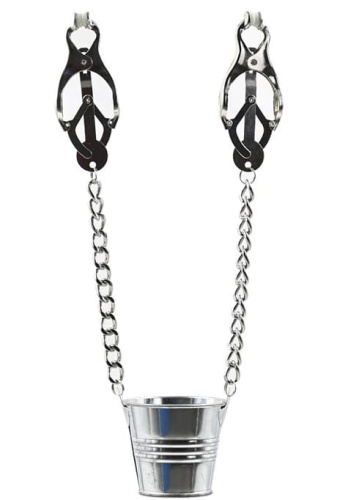 Серебряные клипсы на соски с ведерком на цепях