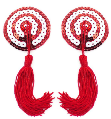 Пэстисы для груди красно-белые с пайетками фото 2