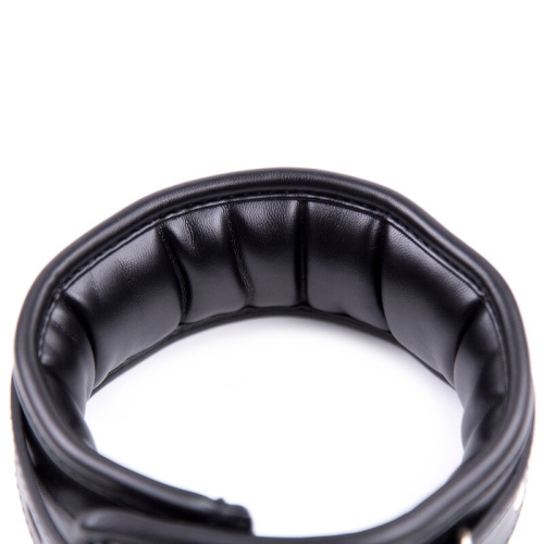 Мягкий черный ошейник с поводком на цепи фото 6