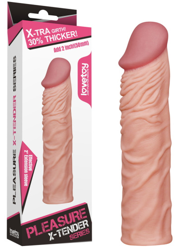 Удлиняющая насадка на пенис телесная X-Tender Penis Sleeve + 5 см
