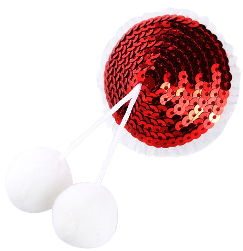 Красные блестящие пэстисы с помпонами фото 3