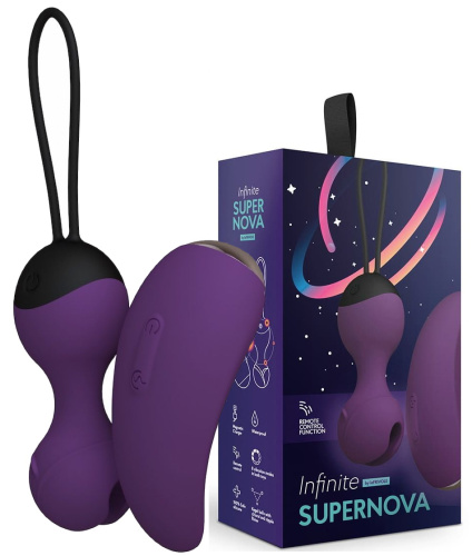 Виброшарики Кегеля с вибро-пультом дистанционного управления SuperNova цвет сливовый