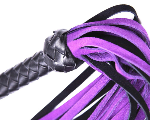 Черно-фиолетовая плеть из натуральной замши 70 см фото 4