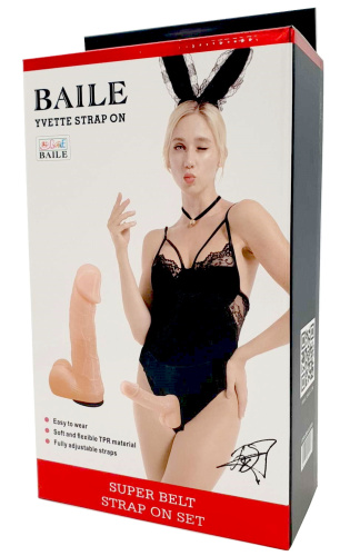 Реалистичный страпон с мошонкой на трусиках 19 см фото 9