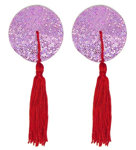 Пэстисы для груди розовые с красными кисточками