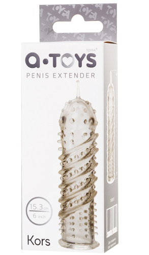 Прозрачная насадка на пенис с точечно-ребристым рельефом Toyfa Kors фото 9