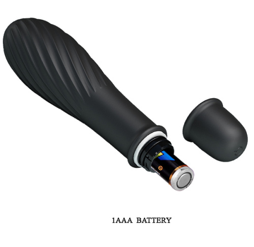 Классический мини вибратор с ребристой поверхностью Solomon черный фото 6