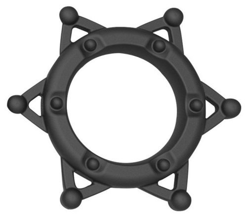 Черное рельефное эрекционное кольцо