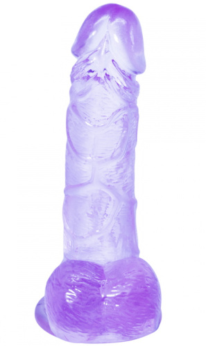 Прозрачный фаллоимитатор с мошонкой Intergalactic Oxygen Purple 18 см фото 4