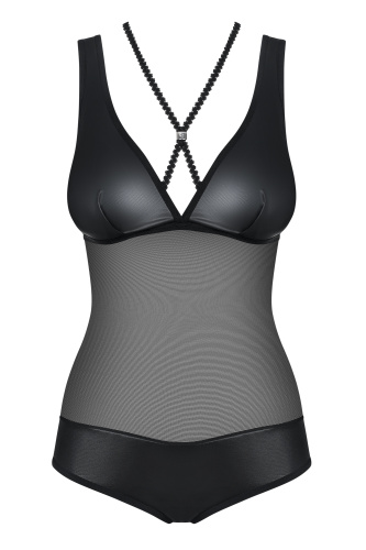Сексуальное черное боди из материала Wet Look Leatheria S/M фото 3