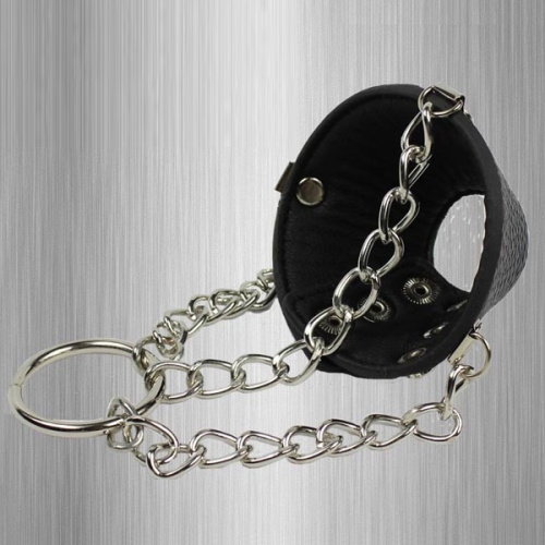 Утяжка для мошонки из искусственной кожи с цепочками фото 3