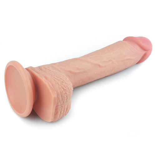 Фаллос на присоске с мошонкой Dual-Layered Silicone Dildo 22 см фото 2