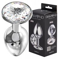 Большая анальная пробка Diamond Clear Sparkle XL серебро