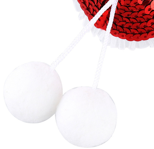 Красные блестящие пэстисы с помпонами фото 4