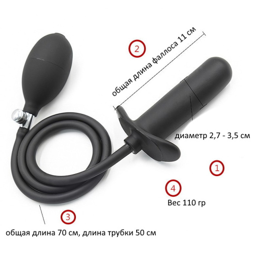 Расширяющаяся анальная пробка с грушей черная фото 2